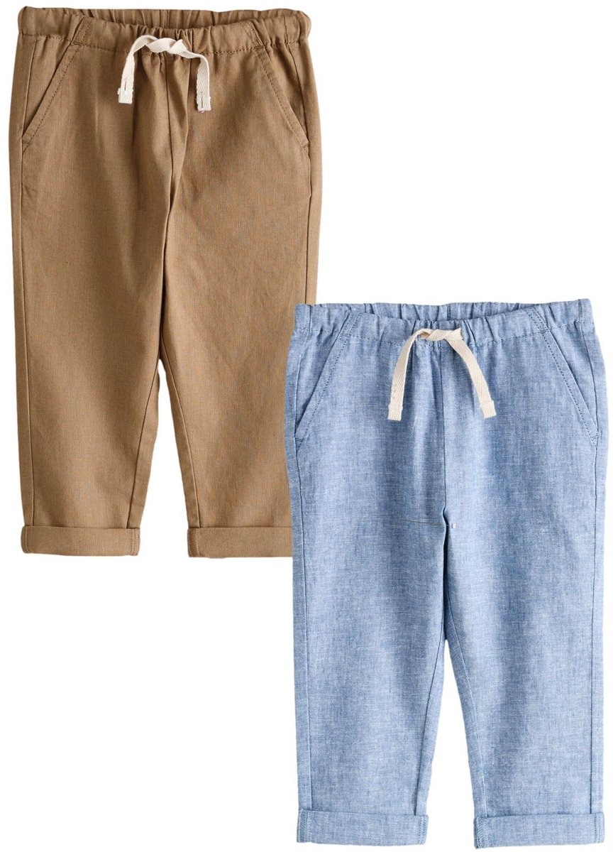 Next - Jongens - Linnen blend pull-on broeken 2 pack - Blauw