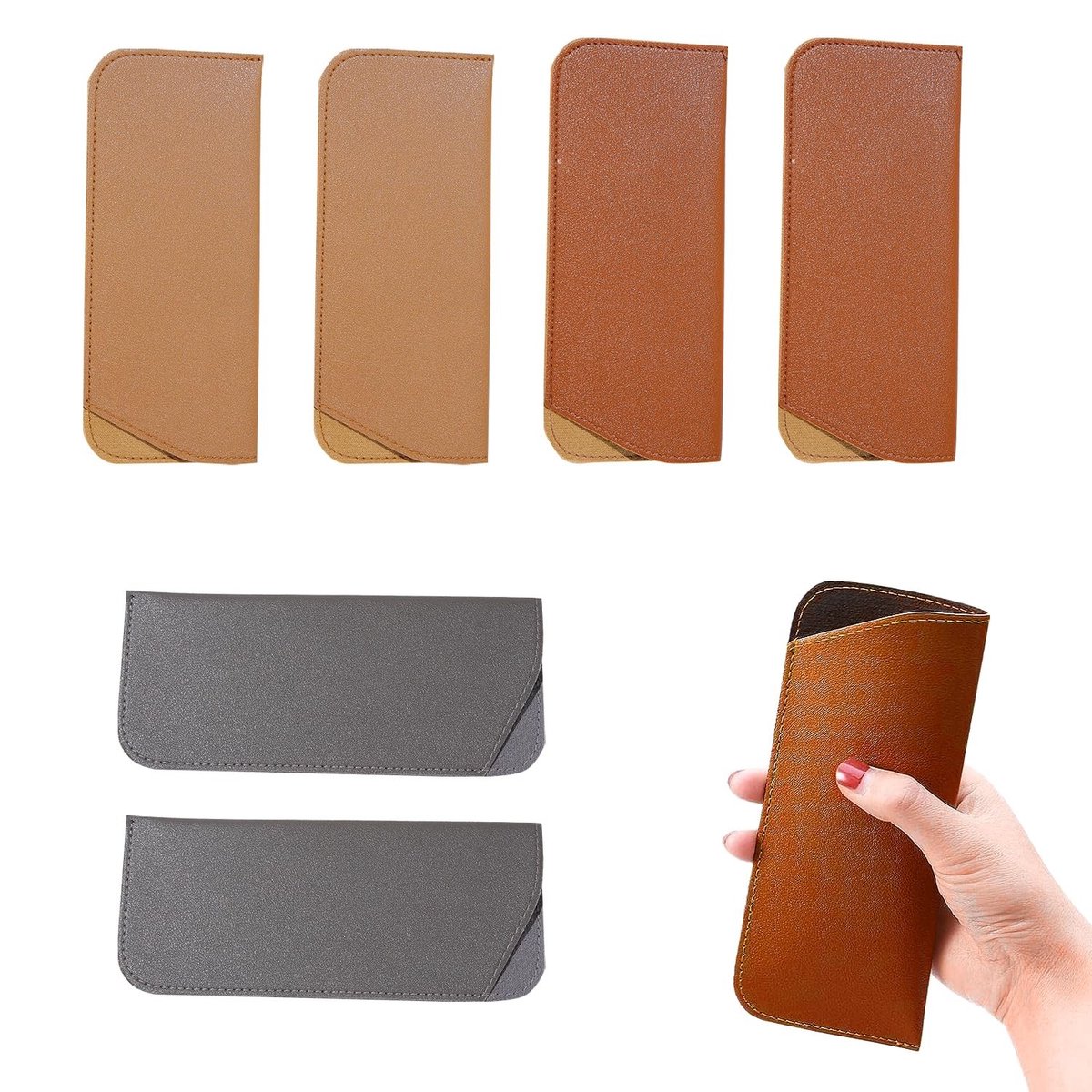 6 Stuks PU Brilhoes - Zachte, Draagbare Zonnebril Etui - Anti-Kras en Waterdicht