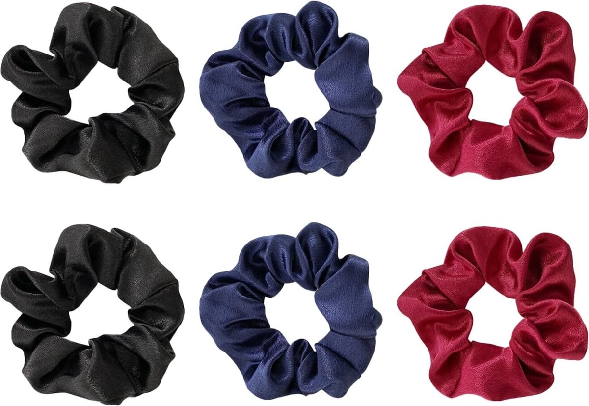 Set van 6 Zachte Scrunchies, Elastische Haarbanden voor Dames, Stijlvolle Ponytail Accessoires, Ideaal voor Alle Haartypes en Gelegenheden