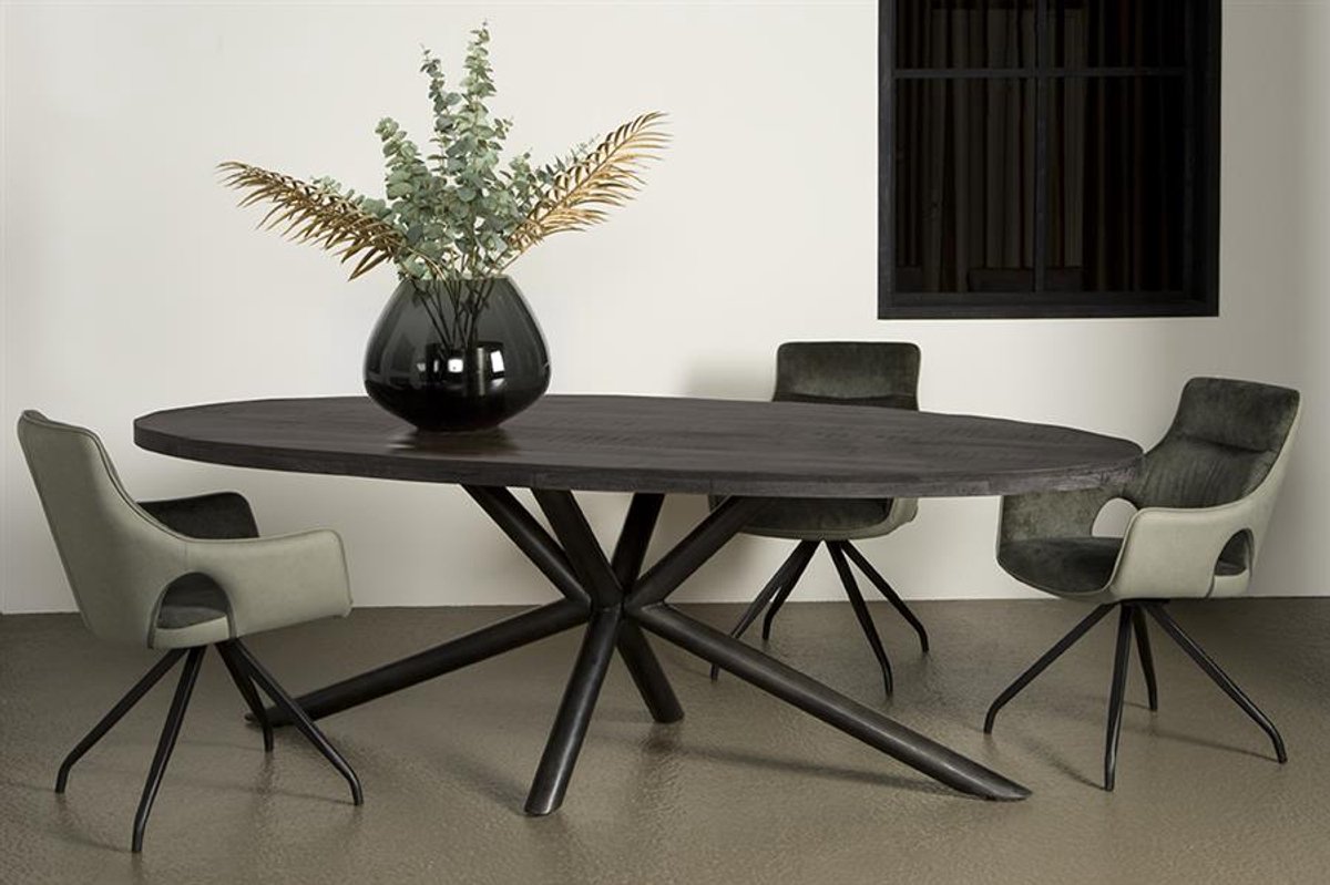 Tower Living Eettafel Selva - Ovaal Bruin Hout - 220x110x77cm