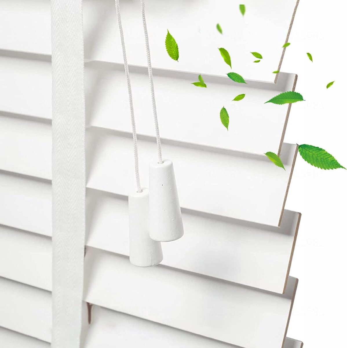 Houten Jaloezieën - Hout Blinds - Licht Reguleren - 50mm Lamellen - 45x130cm - Wit