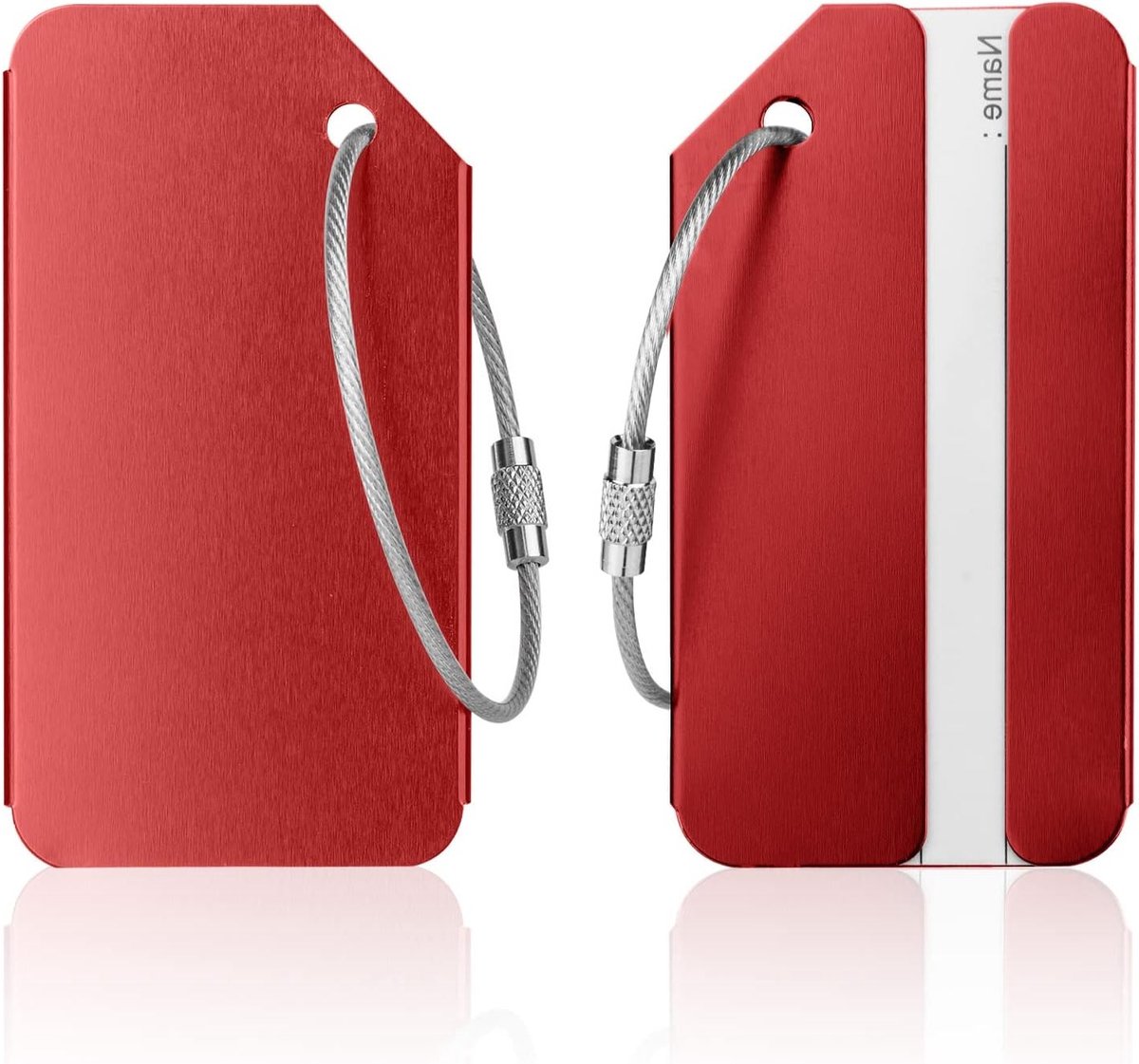 Aluminium Luggage Tags Set van 2 Stuks, ID Labels voor Koffers, Handbagage en Reizen - Rood, Duurzaam en Lichtgewicht