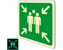 Verzamelplaats Bord - Veiligheidsbord Nooduitgang - Evacuatie Gebouw - DIN EN ISO 7010 Conform - 20 x 20 cm