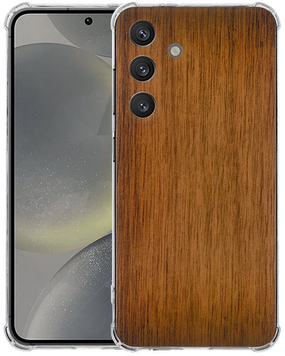 Samsung Galaxy S25 FE Hoesje - Donker Hout TPU Antishock