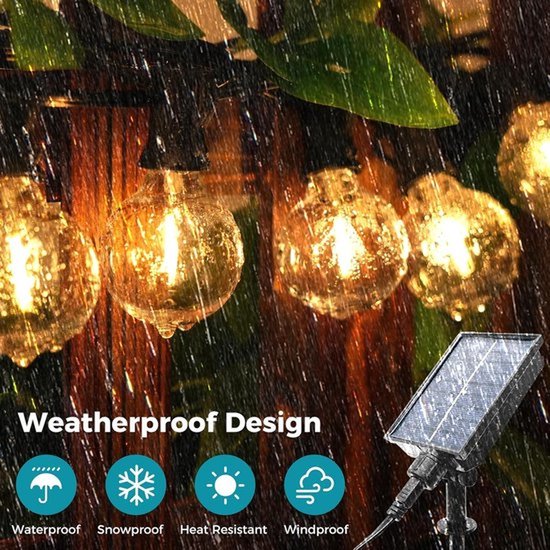 Dimbare zonne-energie buitenverlichting, 8 standen, 9 meter, 15 LED's, IP65 waterdichte lichtslinger voor tuin, terras, tuin, pergola, feest van Merkloos — afbeelding 4