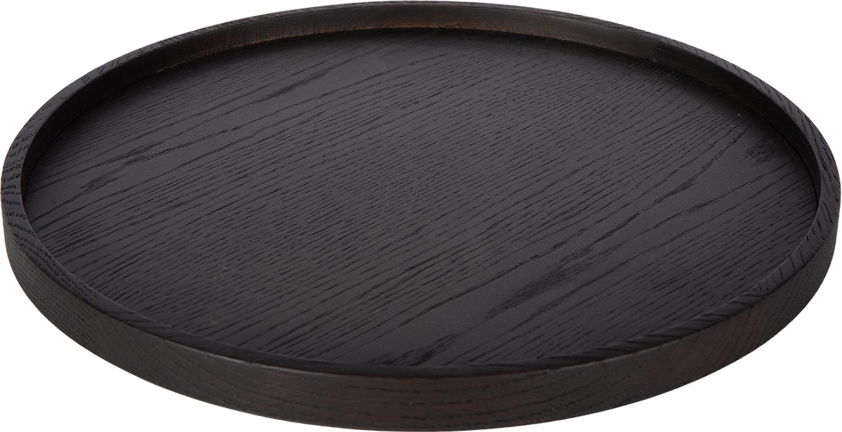 Atmooz Tati Dienblad – Ø40 cm – Europees Walnotenhout – Cacao Bruin – Ronde Houten Tray – Luxe Serveerplank – Decoratieve Schaal Woonkamer – Elegant Design – Donker Notenhout – Handgemaakte Look – Accessoire voor Salontafel