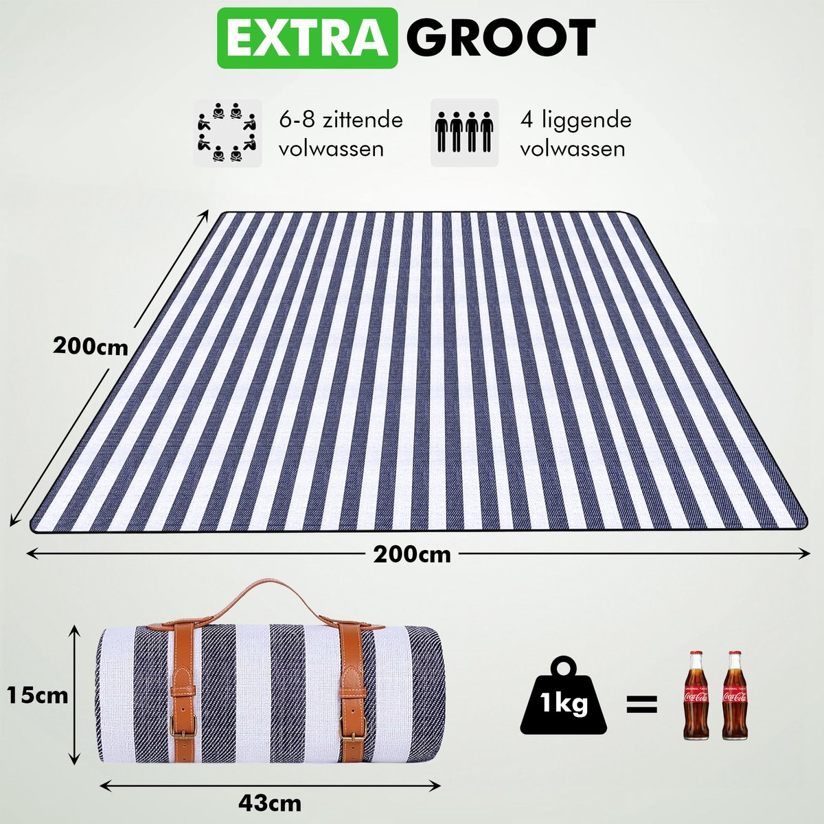 Travelhawk Picknickkleed - 200 x 200cm - Wasbaar - Opvouwbaar Campingdeken & Stranddeken - Picknickmat - Draagbaar — cadeau in Sport & Outdoor - foto 8