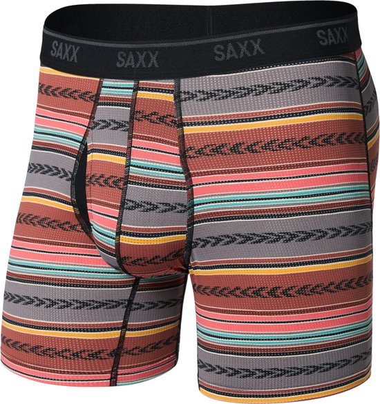 SAXX Boxer Homme Quest Quick-Dry Mesh - Boxer avec BallPark Pouch® - Sous-vêtement Séchage rapide & léger - GLOBETREKKER STRIPE-MULTI - XXL