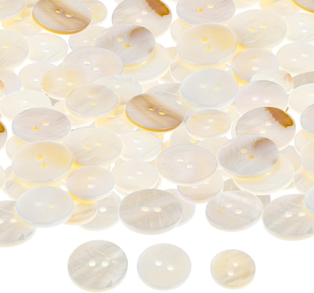 Natuurlijke Schelp Knopen 30 Stuks - 15mm, 18mm en 20mm - Witte Knopen voor Kleding, Handwerken en Breien