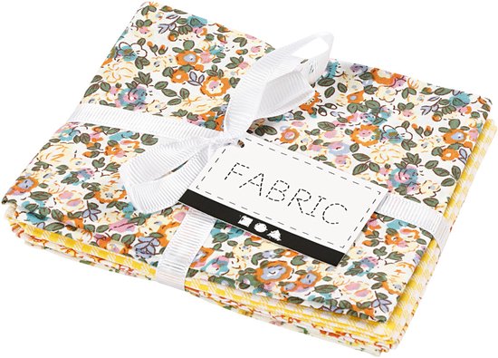 Tissu patchwork, 45x55 cm, 100 g, jaune, 4 pièces, 1 pelote