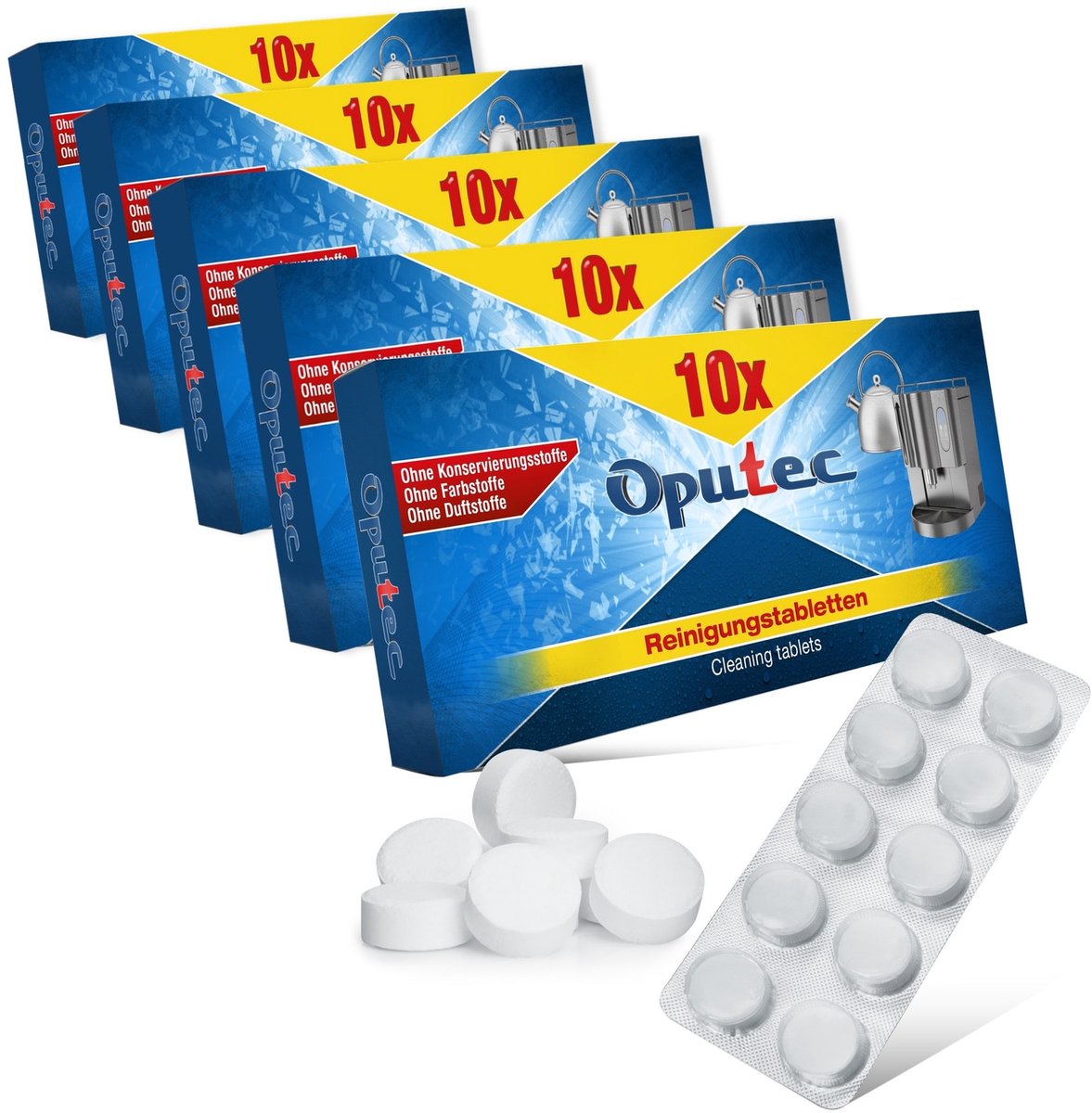 Oputec 50 stuks reinigingstabletten – koffiemachine & espressomachine reiniger tabs 2g – geschikt voor Jura, Siemens, Philips en meer