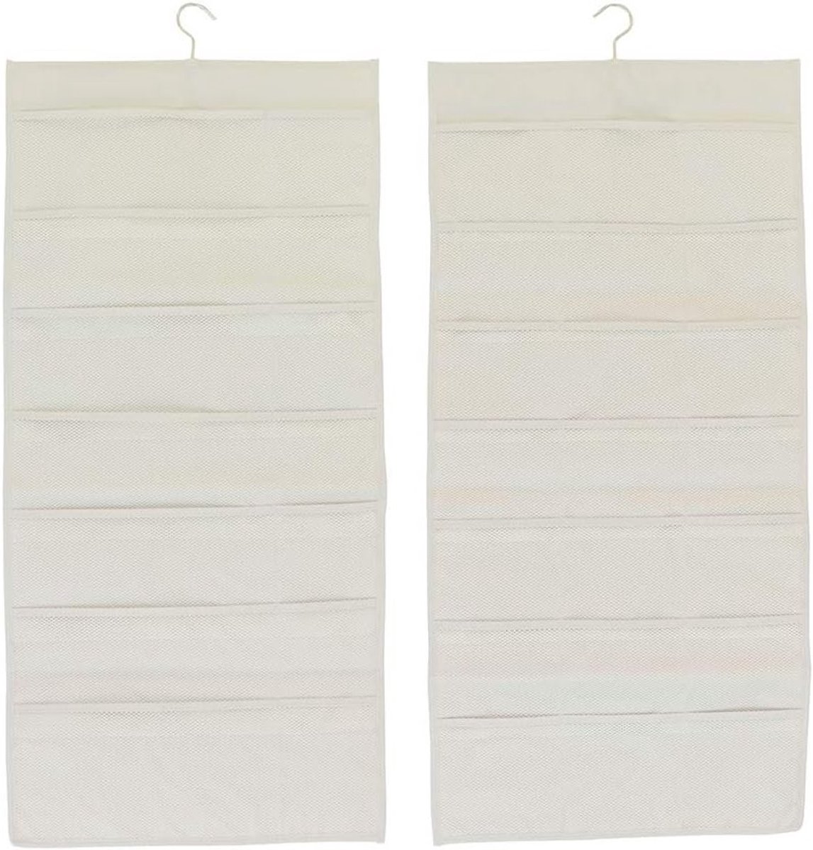 Ruimtebesparende Hangende Organizer met 35 Vakken voor Sokken, Ondergoed en Accessoires - Dubbelzijdige Katoenen Opbergoplossing in Beige
