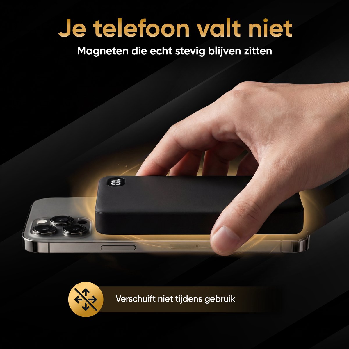 TIBA Golden Sound Powerbank 12.000 mAh Magnetisch Opladen - afbeelding 2