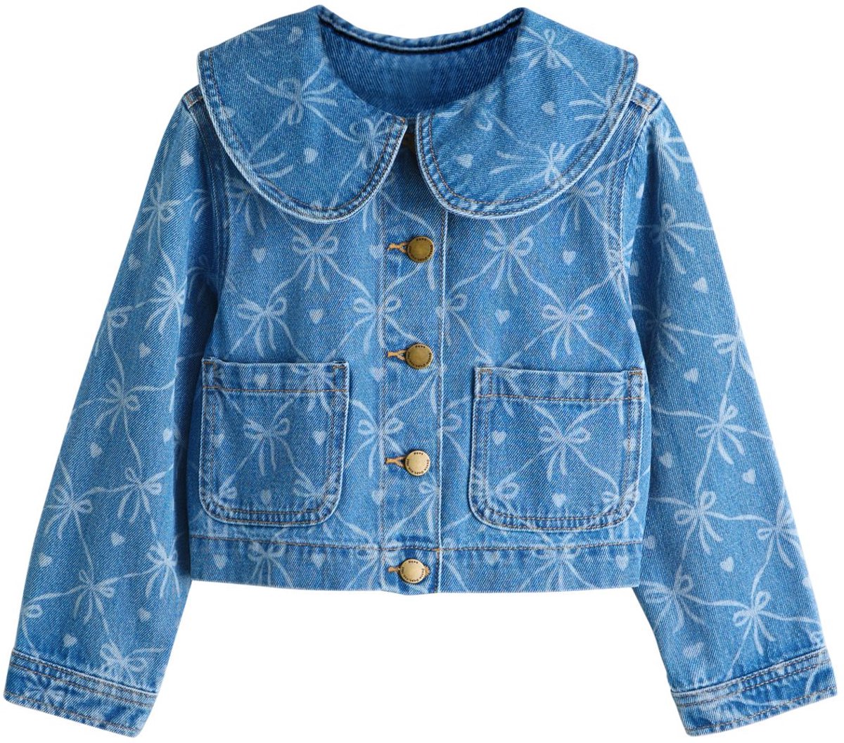 Next - Meisjes - Middenblauw jack met strikprint - Blauw