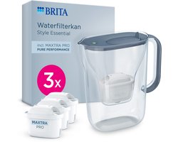 BRITA Waterfilterkan Style Essential Cool stone blue + 3 MAXTRA PRO Pure Performance (SIOC)
