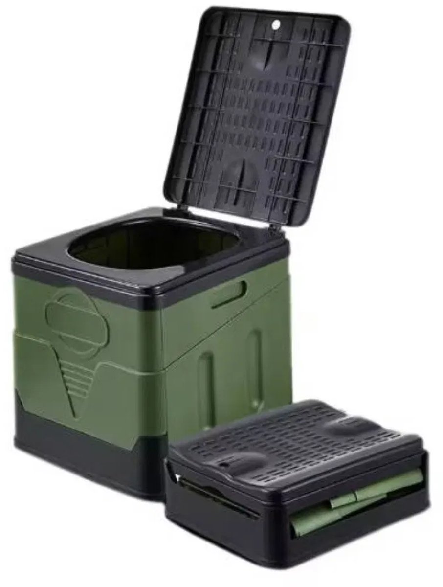 Camping Toilet – Toiletemmer – Draagbaar & Opvouwbaar – Ideaal voor Kamperen, Festivals & Outdoor