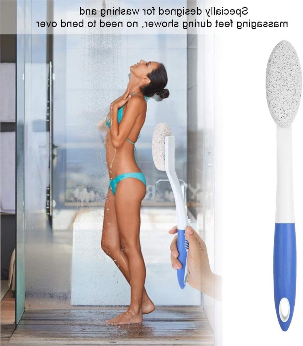 Pedicure Voetvijl met Lange Handgreep, Natuurlijke Pumice Steen voor Dode Huid, Ideaal voor Thuis en Reizen, Verzorging en Massage van Voeten