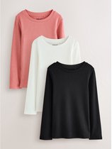 Next - Meisjes - Set van 3 geribbelde tops met lange mouwen - Zwart