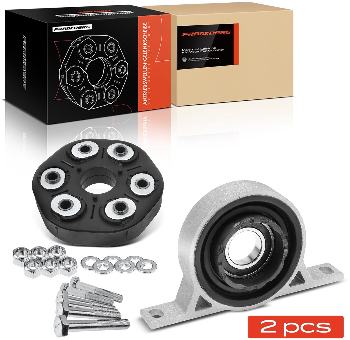 Frankberg 1x cardanaslager+hardyschijf voor BMW E60 E61 X3 E83