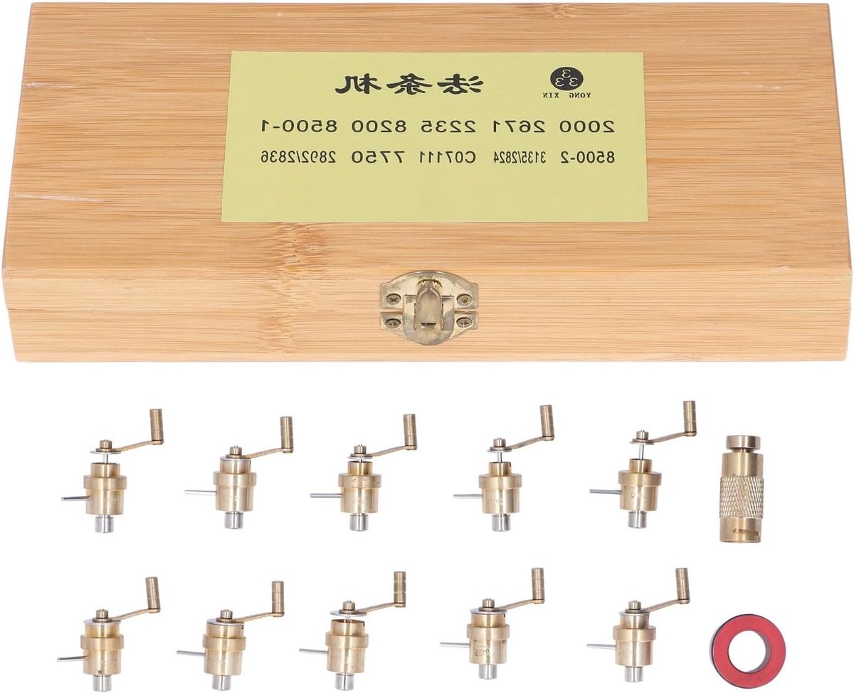 Complete Horloge Reparatie Set met 12 Stukken, Universele Mainspring Winder en Onderhoudstools voor Horloges, Aluminium en Messing Materialen