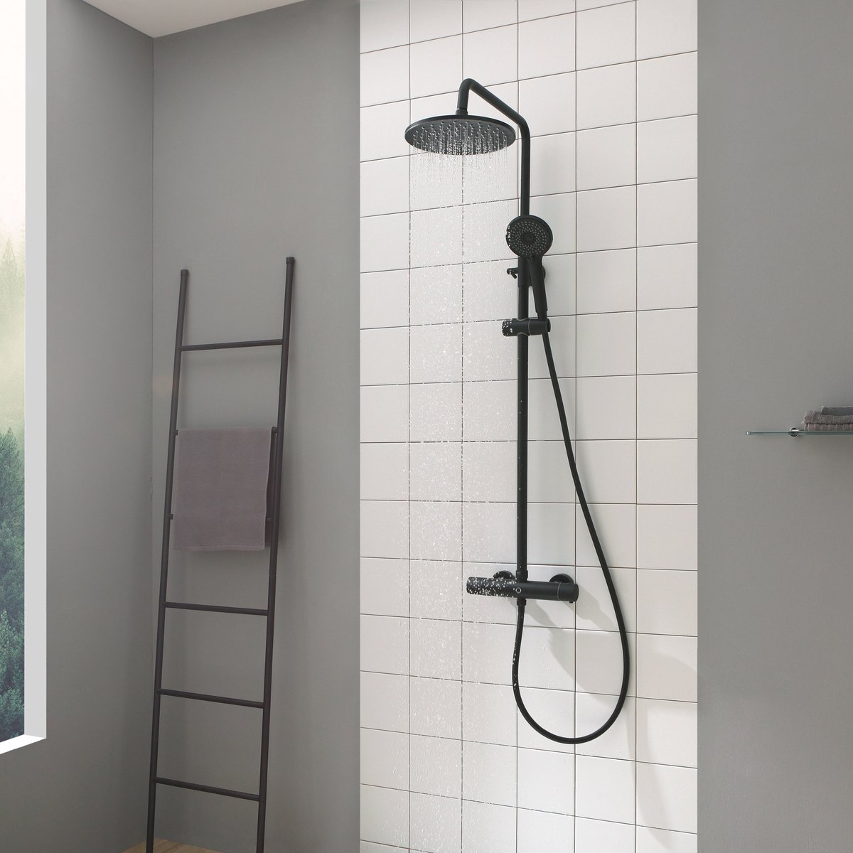 Cecipa Max Zwarte Thermostaat Doucheset - 38°C Anti-verbranding - Verstelbare Stang (830-1130 mm) - 4-Functie Handdouche
