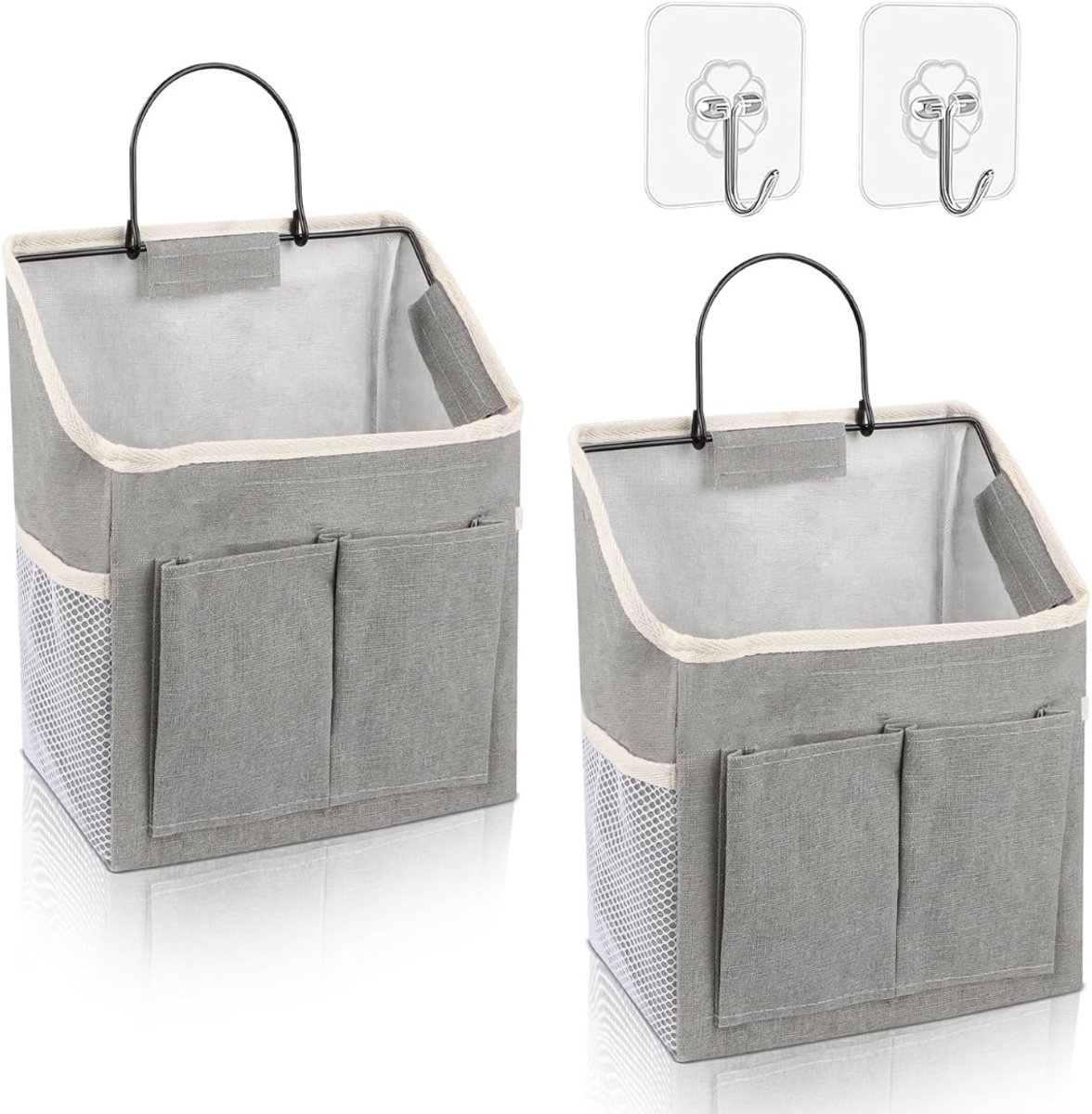 HEZIVO® Hangende Opberger - Opbergrek Slaapkamer - Hangorganizer Badkamer - Organizer Wand en Deur - 2 Stuks - Grijs
