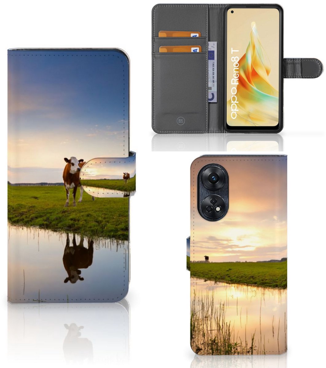 OPPO Reno8 T 4G Telefoonhoesje met Pasjes Koe