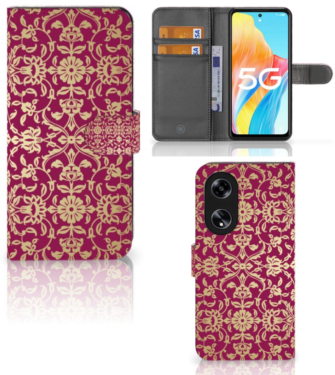 Wallet Case OPPO Reno8 T 5G Barok Pink