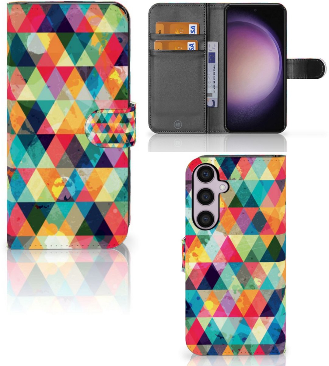 Boekhoesje voor Samsung Galaxy S24 Plus Telefoon Hoesje Geruit