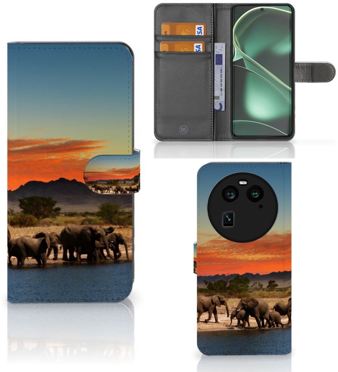 OPPO Find X6 Telefoonhoesje met Pasjes Olifanten