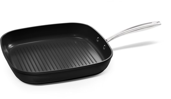 Cook & Pan Grillpan Ø 28 cm Zwart - PFAS vrij - Alle Warmtebronnen - Cool Touch Handgreep - Grill Pan met 7 jaar Garantie - Krasbestendige Anti Aanbaklaag - Vaatwasserbestendig - Gas, Inductie, Elektrisch, Oven - Olijfgroen