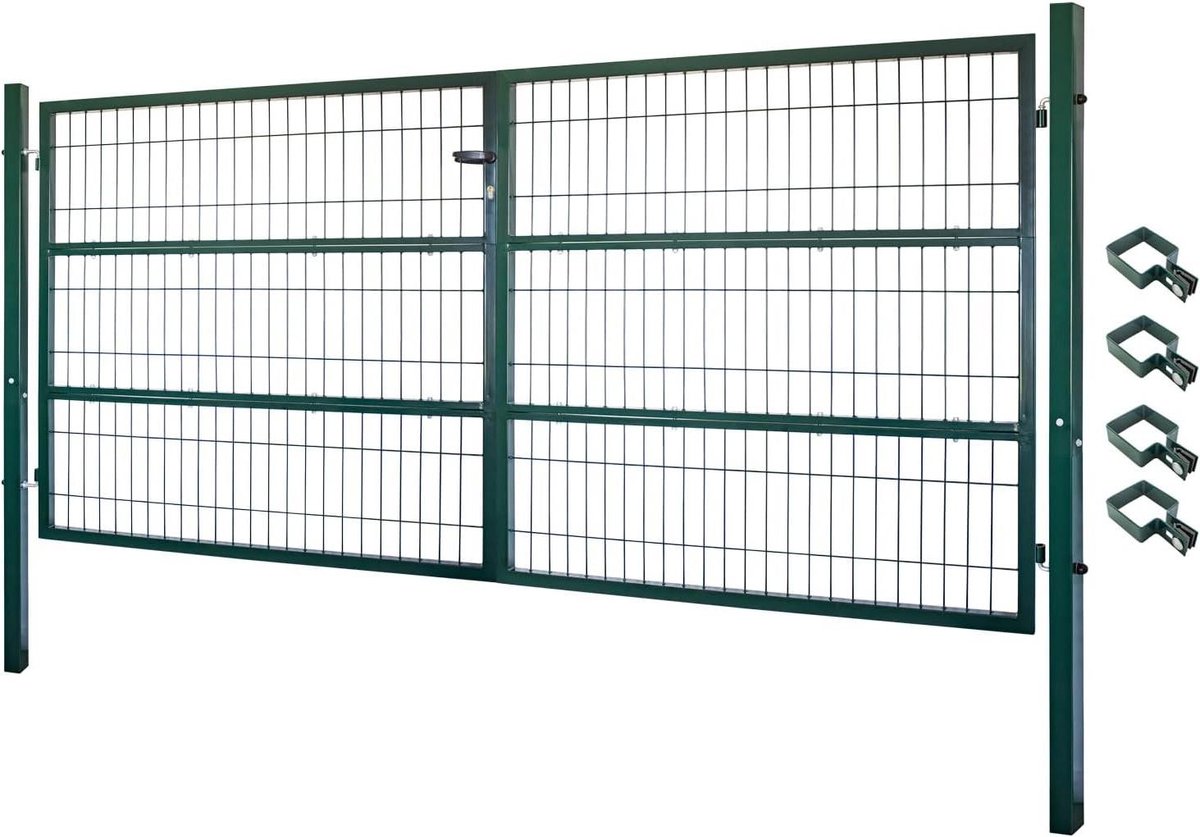 Tuinpoort Dubbel - Metalen tuindeur - Perceel Afsluiten - Gegalvaniseerd en Gepoedercoat -