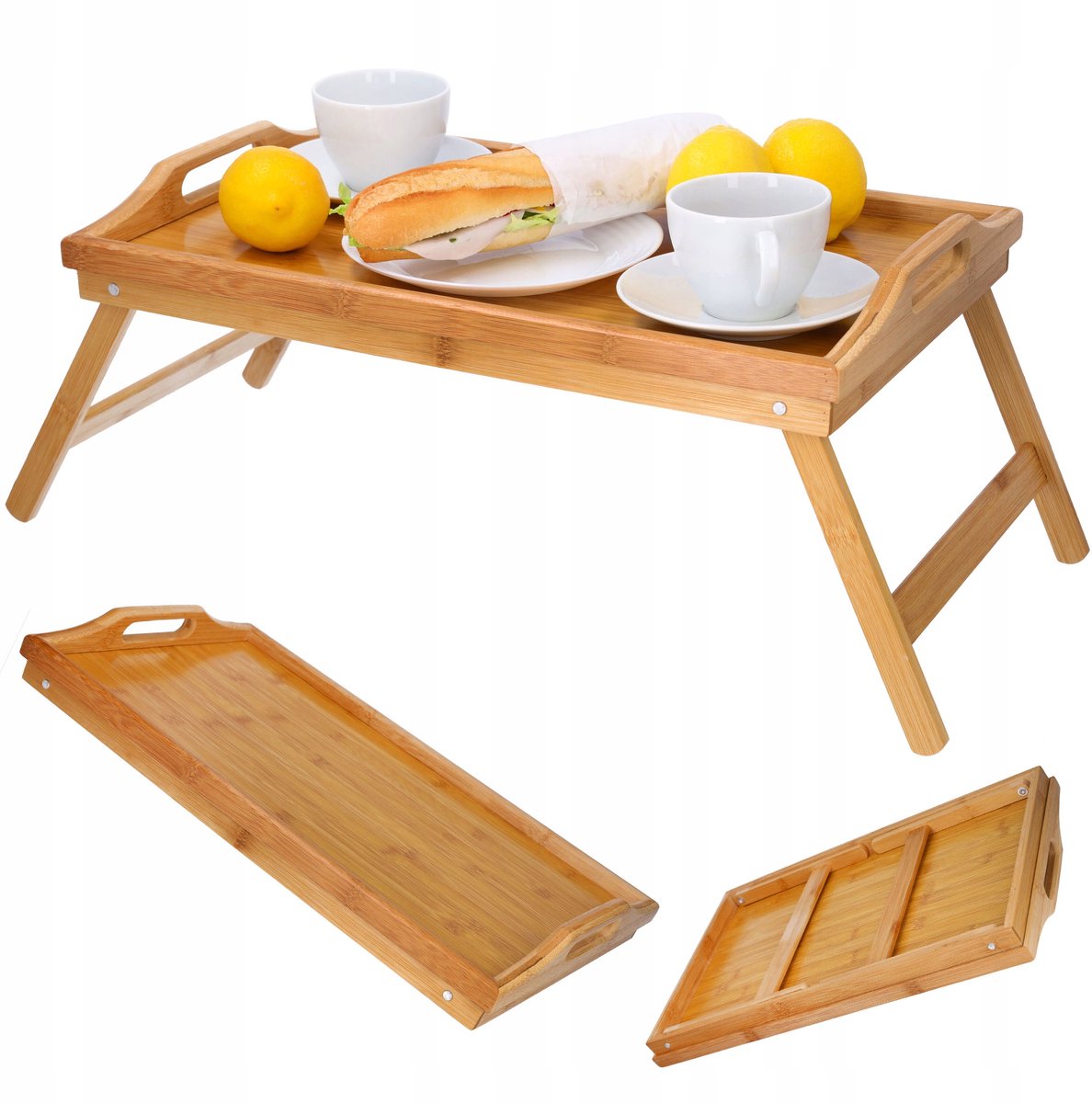 Bamboe Ontbijttafel Laptoptafel Bedtafel 50x30cm Opvouwbaar