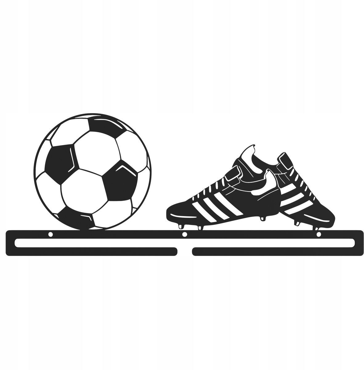 Voetbal Medaillehanger Metaal Zwart - 50cm breed