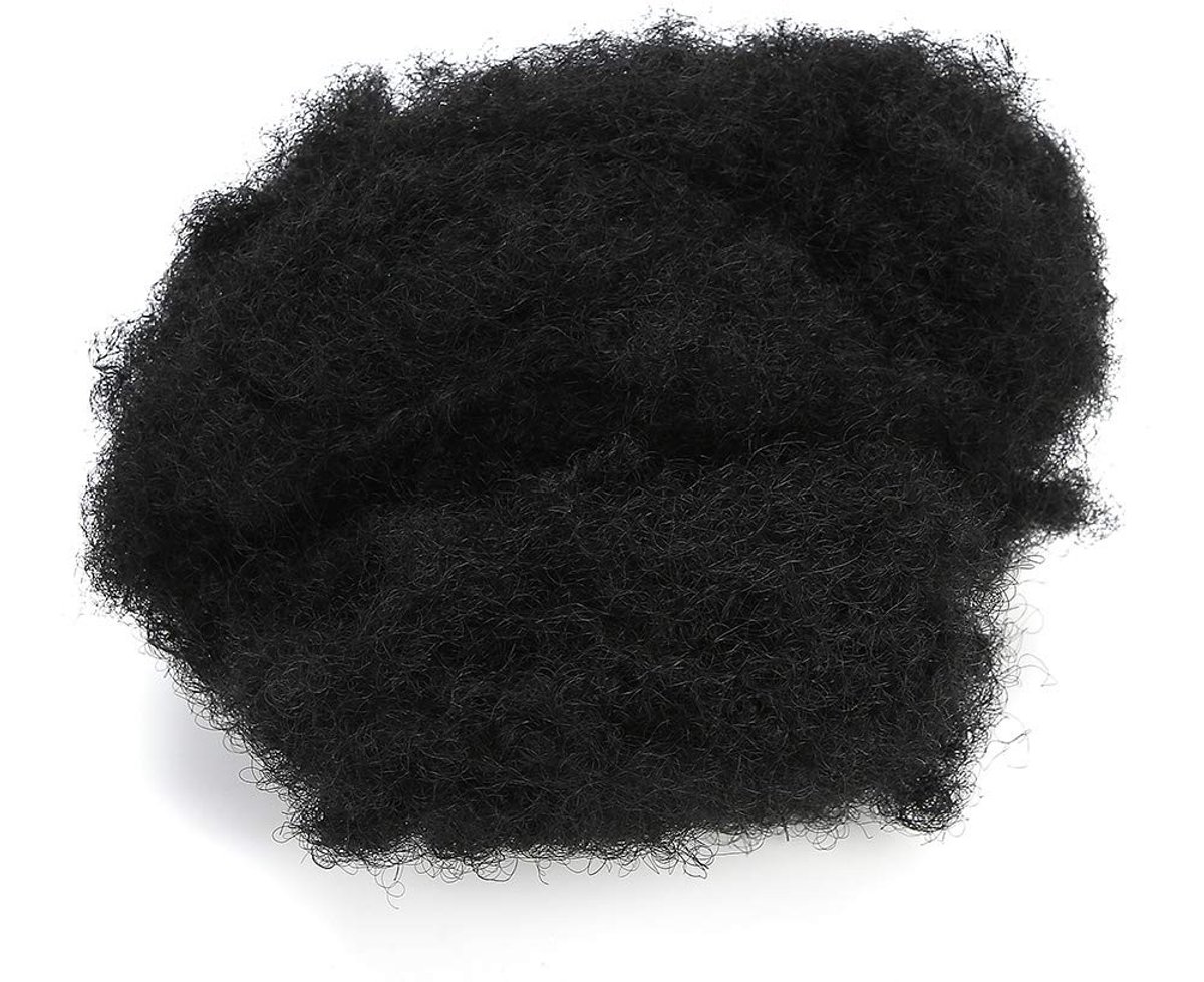 JHUBERS- Afro Pruik Zacht - Medium Lange Kinky Krullen - Diepe Krullen - Synthetisch Haar - Trekkoord Paardenstaart - Verzorgingsinstructies - Krullend Haar