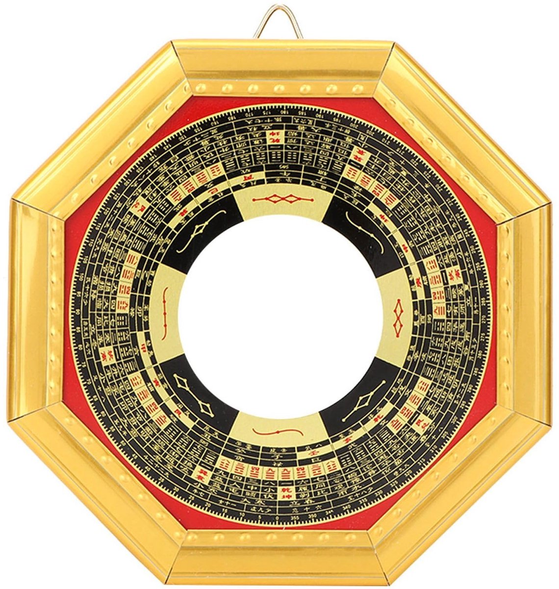 JHUBERS- Spiegel met Verlichting - Convexe Spiegel - Houten Spiegel - Feng Shui Spiegel - Traditionele Bagua Spiegel - Afmeting 13,5 cm - Decoratiespiegel