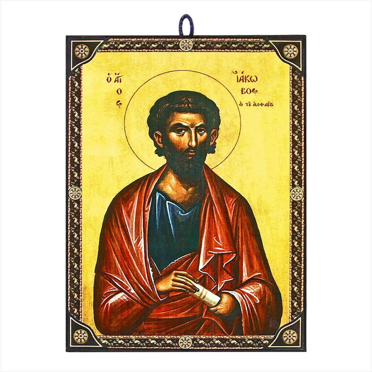 JHUBERS- Icoon Heilige Jakob 14 x 10 cm - Houten Icoon - Byzantijnse Stijl - Christelijke Decoratie - Beschermengel - MDF-plaat - Religieus Kunstwerk