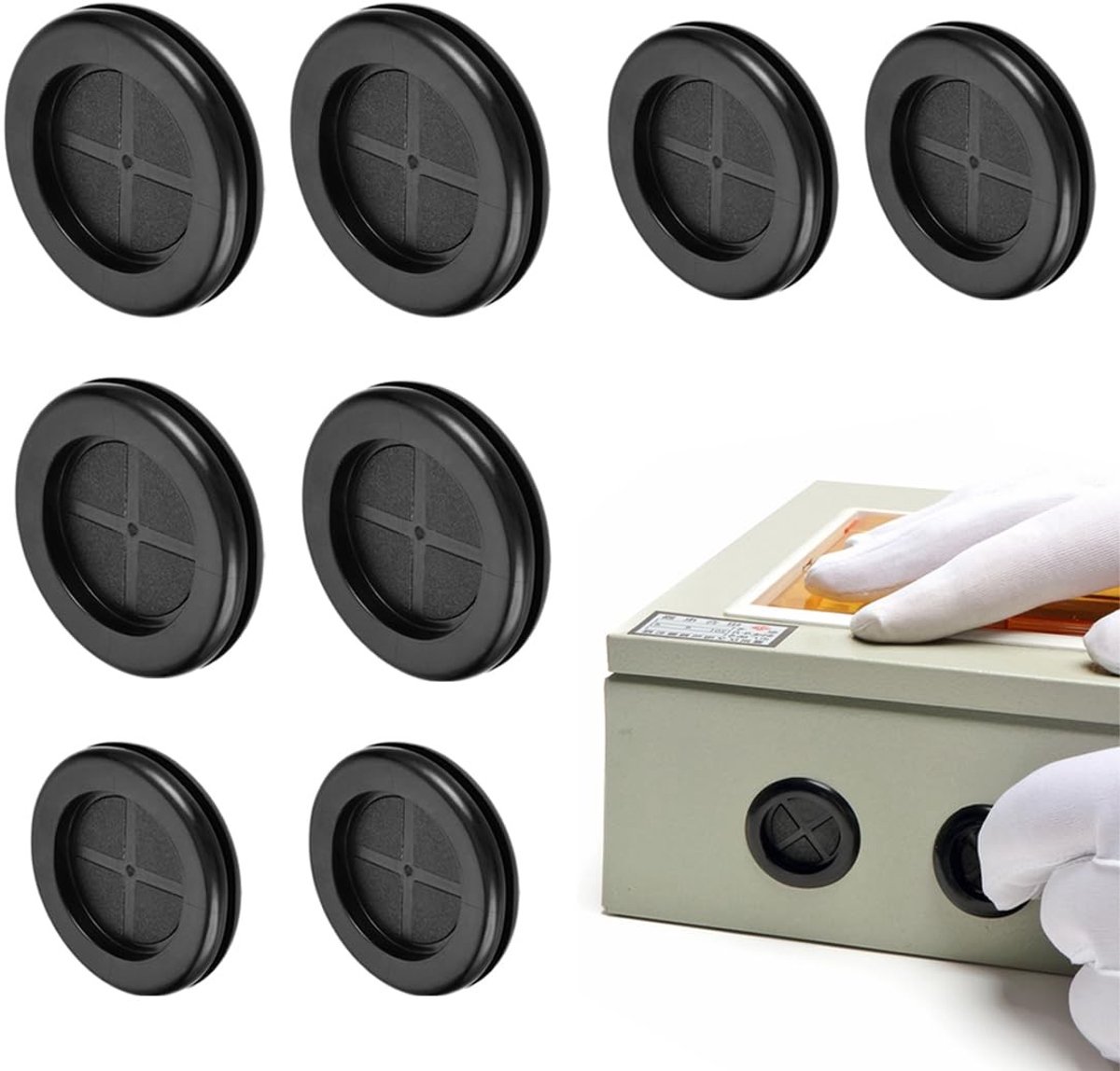 JHUBERS- Kabeldoorvoer Rubber - 8 Afdichtingen - Dubbelzijdige Rubberbescherming - Stofbescherming - Hittebestendig - Eenvoudig te Installeren - Rubberafdichting