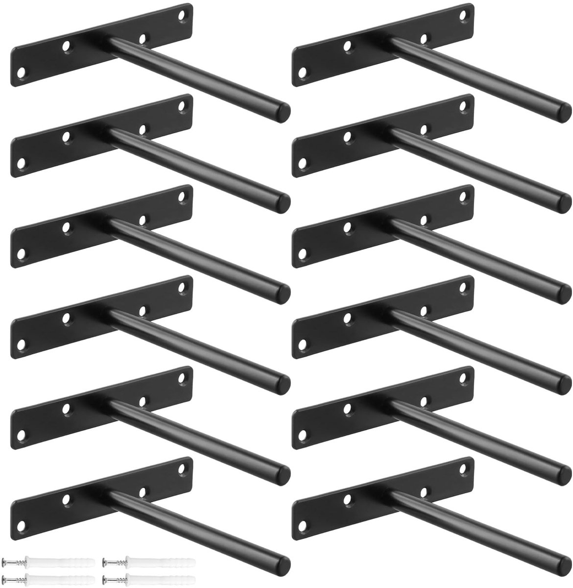 BRENZOOS- Plankdragers Zwart - 12 Stuks - 150mm - Schokbestendig - Wandplank Beugels - Verstevigde Constructie - Onzichtbaar Ontwerp - Zwevende Planken