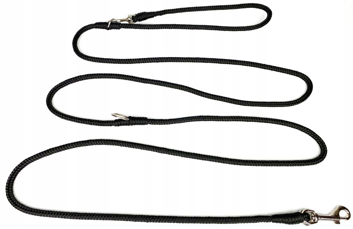 Verstelbare Hondenlijn 230cm, 6mm dik, Zwart/Rood