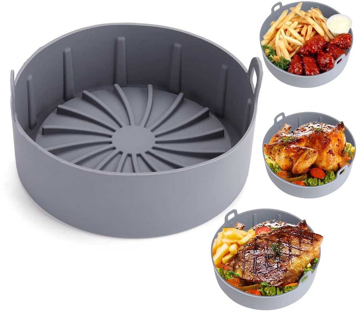 LIVIA HOME- Airfryer Liner Herbruikbaar Siliconen Kom Antiaanbaklaag Hittebestendig tot 400°F Vaatwasserbestendig Vermindert papierafval