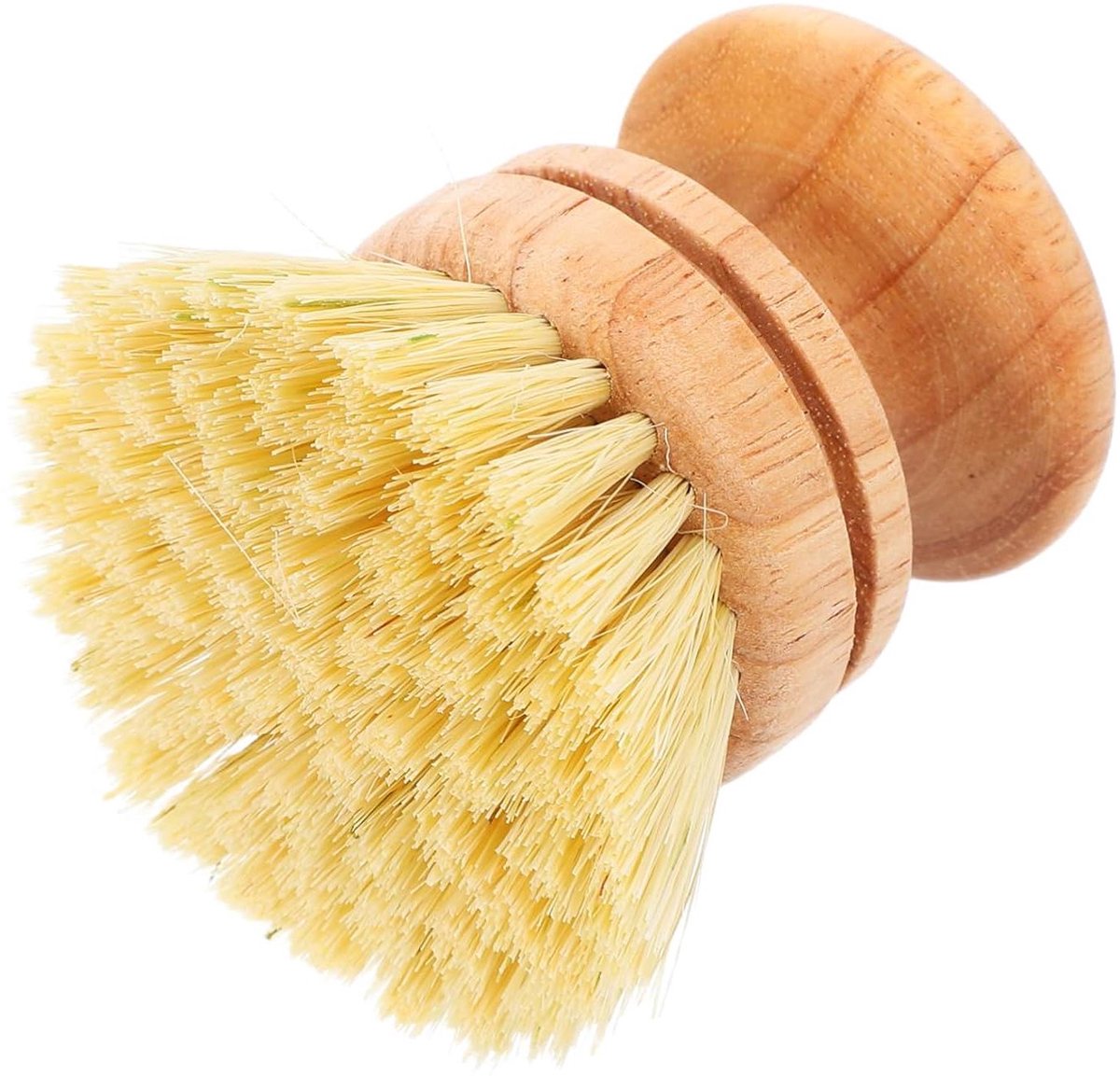 Afwasborstel Hout - Sisal Borstels - Keuken Reinigen - Ergonomisch Handvat - 7 x 6.5 cm - Beige