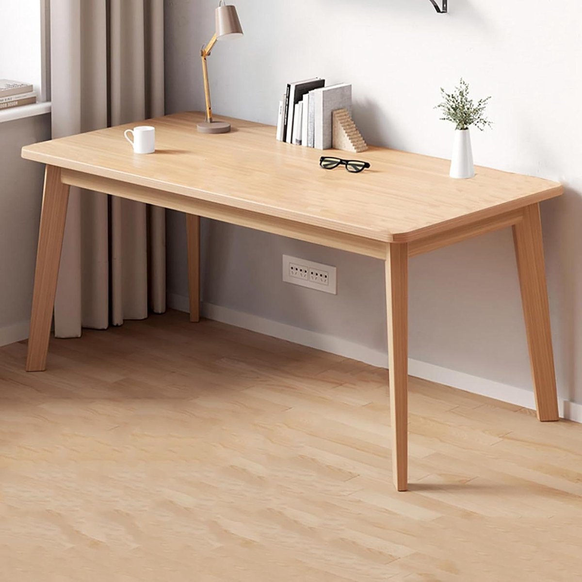 Houten Bureau - Computer Tafel - Thuiswerken Organiseren - Strak Minimalistisch Ontwerp - 80x55x76cm - Houtkleur