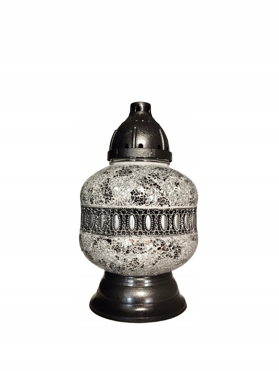 Sierlijke Glazen Urn Graflicht - 34 cm - Zilverkleurig