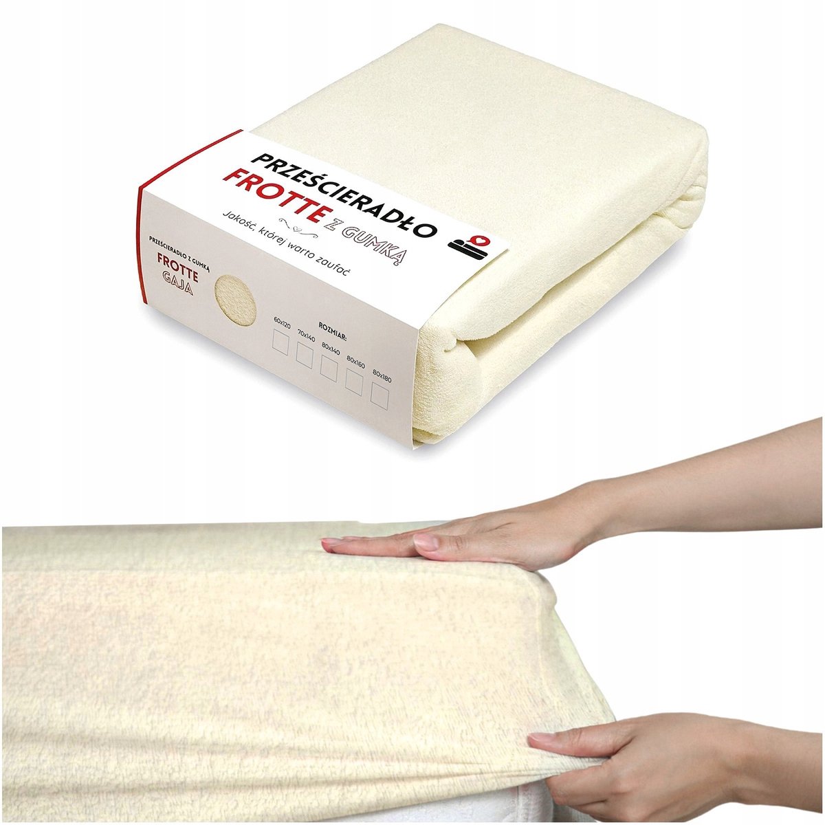 Badstof hoeslaken 120x60 cm met elastiek, dik katoen, ecru