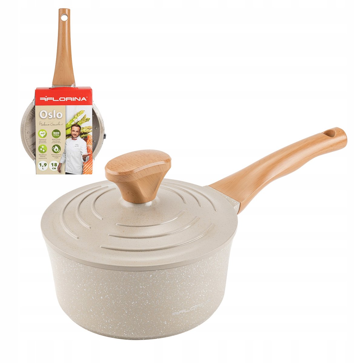 Florina Oslo Aluminium Steelpan 18cm 1,9L Keramisch - Beige