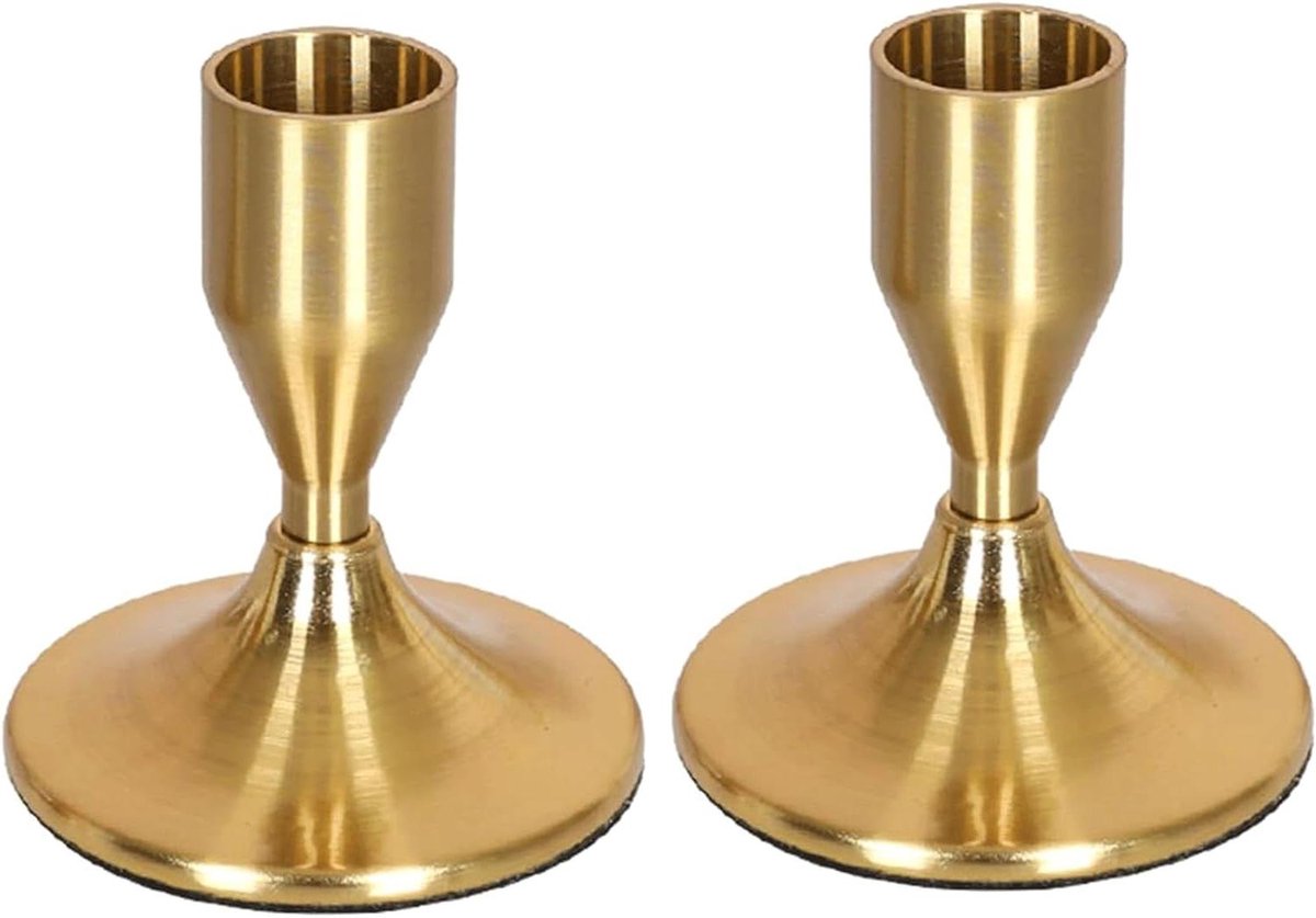 Kaarsenstandaards Set - Elegante Houders - Tafeldecoratie - Artistieke Flair - 2 stuks - Goud