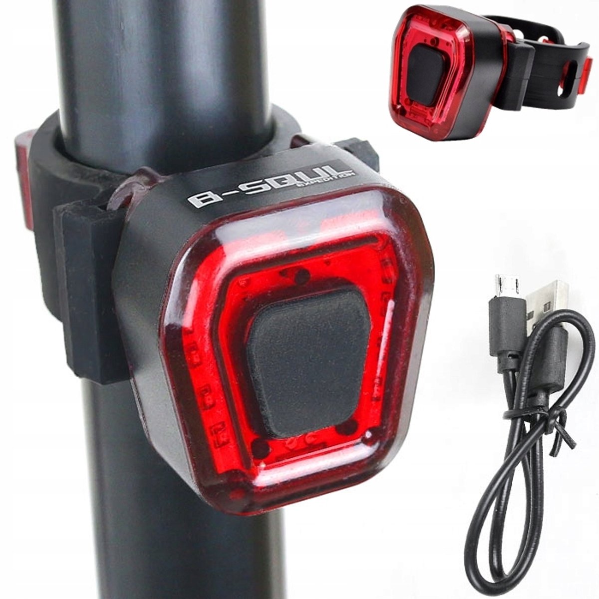 LED Fietslamp Achter USB 100lm IPX4 Zadelpen Montage
