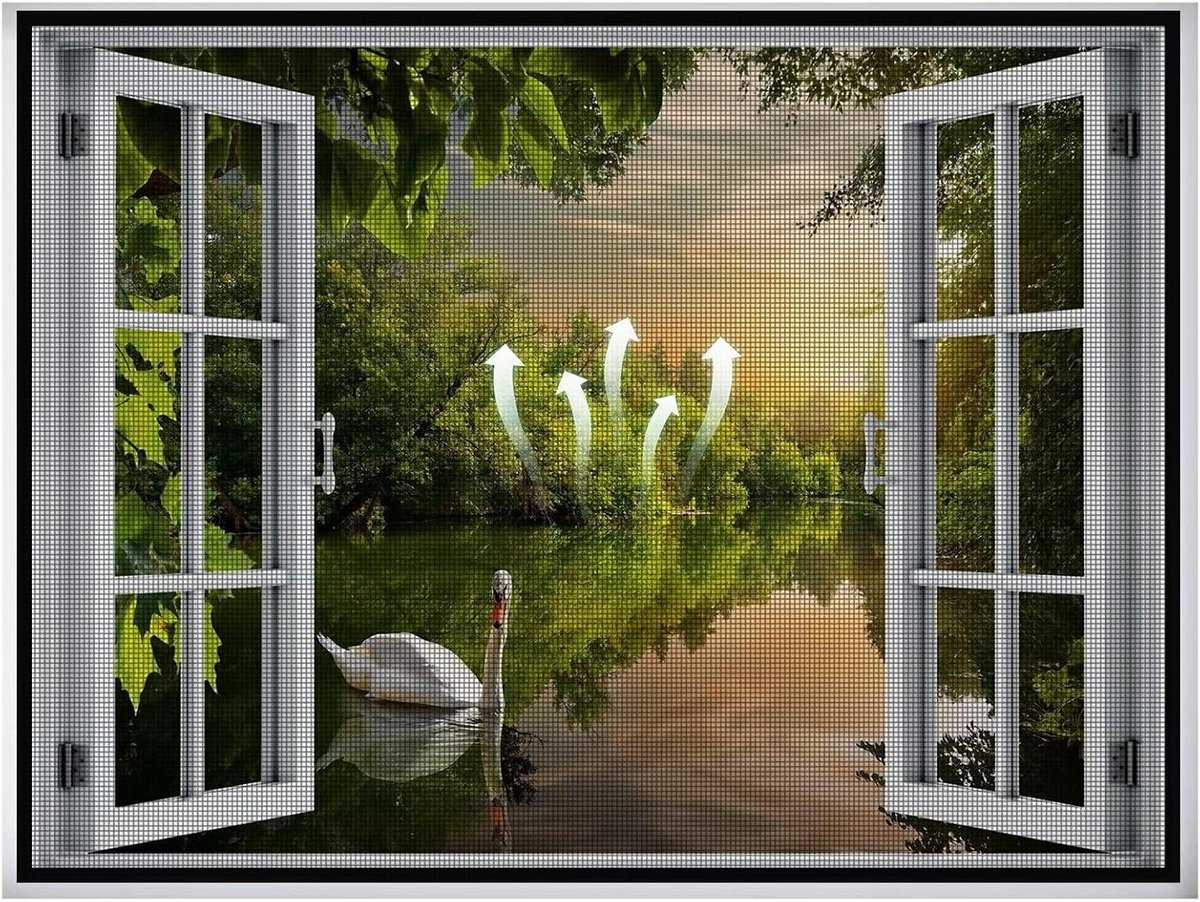 Horren Raam - Insectenwering Deur - Buiten Lucht - Zonder Boren - 125x170cm - Zwart