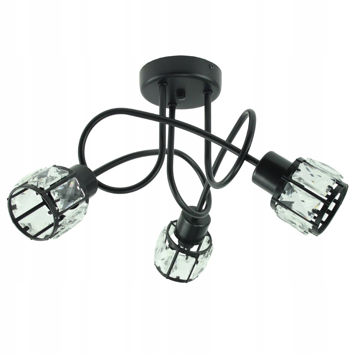 Zwarte LED Hanglamp Chroom Kristal Glamour 3xE14
